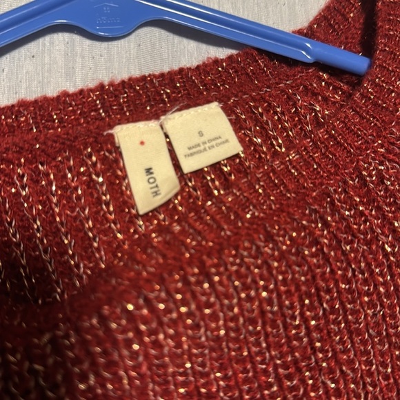 Anthropology Moth red lurex bow sleeve sweater - Picture 5 of 6